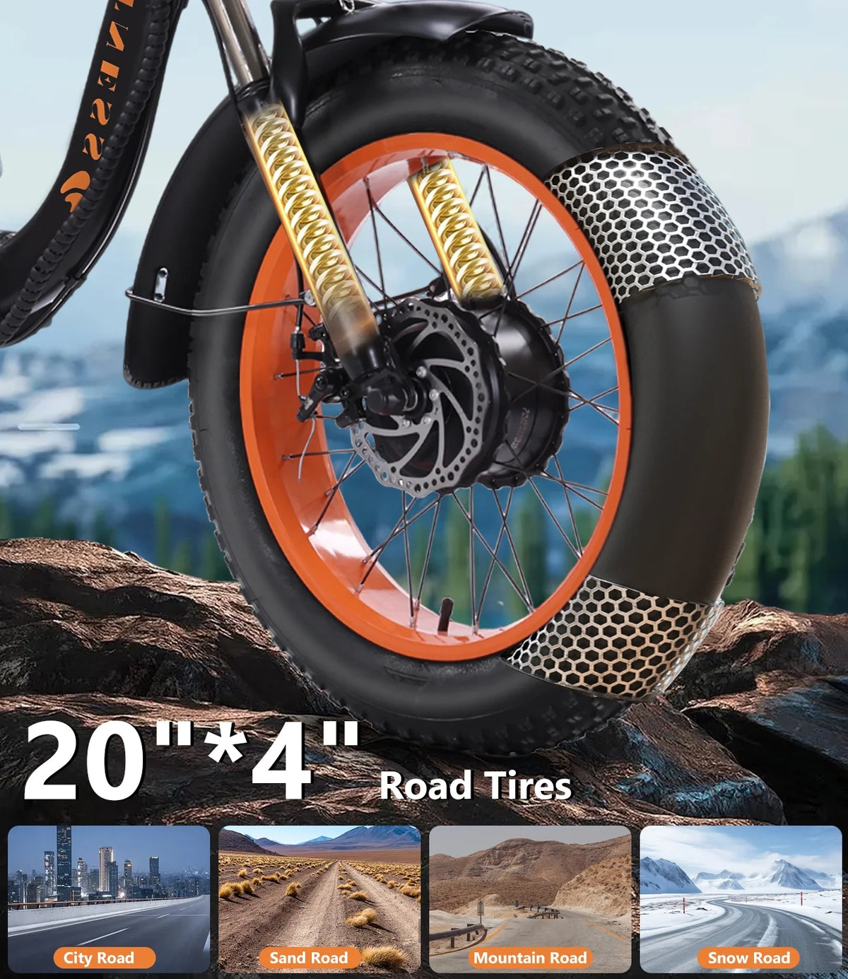 YEBEI Electric Tricycle for Adults Folding E - Trike Motorized Tricycle Electric 3 Wheels Trike Powerful 500W Motor Electric Tricycle 48V15AH Lithium Battery Max 20MPH 20*4.0" Fat Tire Orange