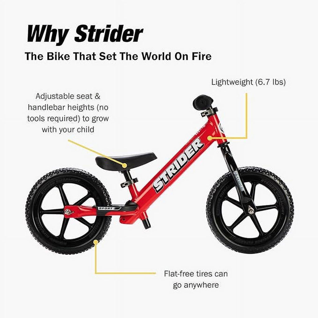 Strider - 12 Sport Balance Bike. Ages 1 to 4 Years - Red