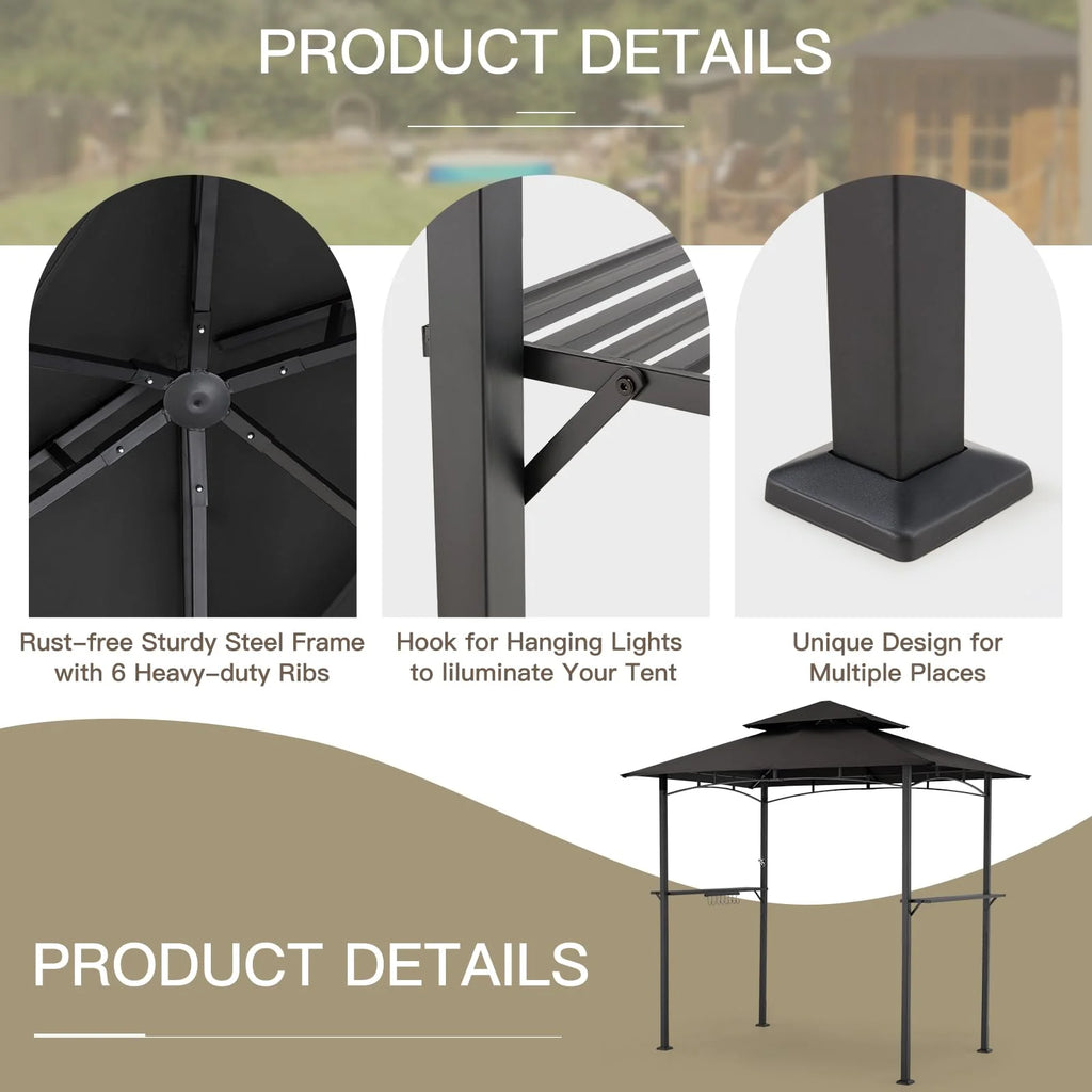 AECOJOY Grill Gazebo 8'x 5' Outdoor Patio Backyard BBQ Grill Shelter, Black