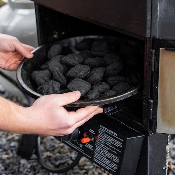 30 In. Dual Fuel Propane Gas and Charcoal Smoker in Black