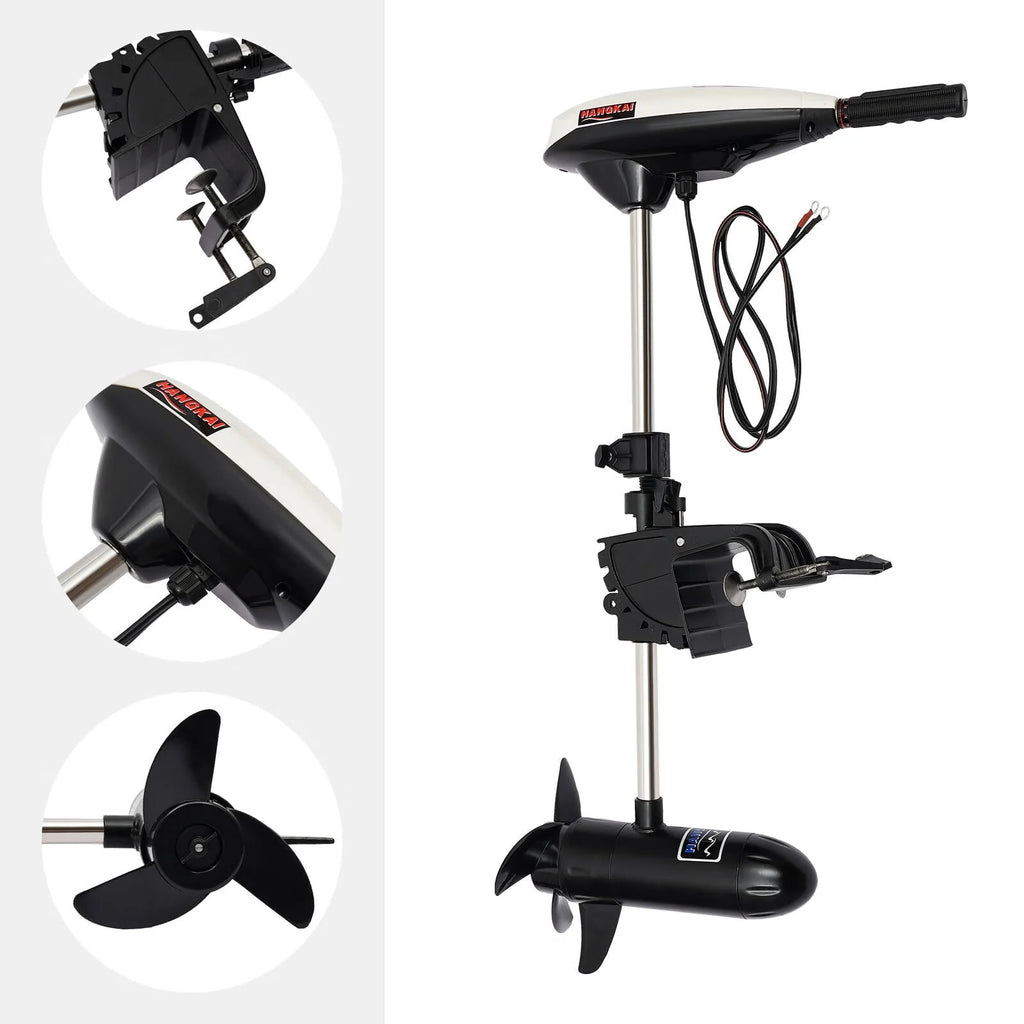 Anqidi 65 lb 12V 660W Electric Trolling Motor ET65L Telescopic Handle F5 - R2 Seep Control Boat Outboard Engine