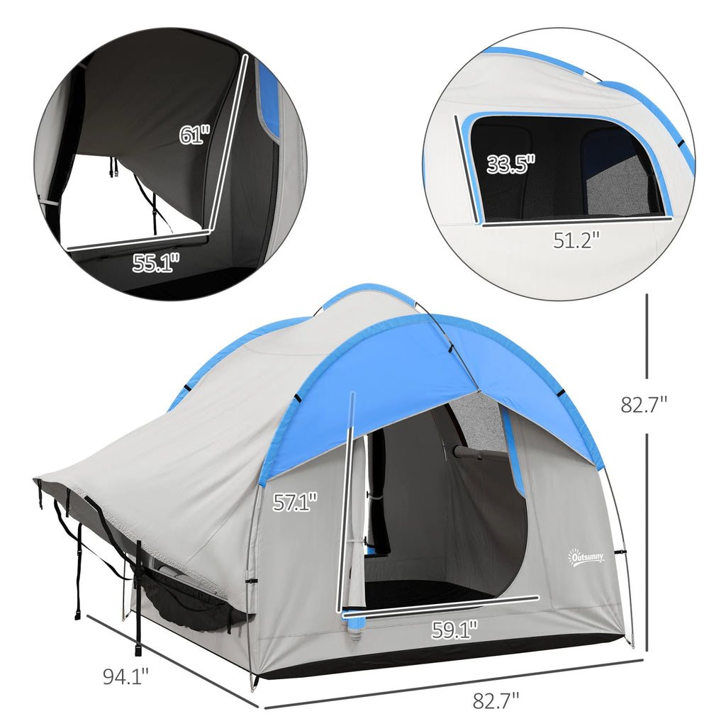SUV Camping Tent, 2000mm Waterproof Truck with 3 Doors and Mesh Window, Car Camping Tailgate Tent for 5 - 6 Person Camping, Outdoor Travel, Mountaineering, Fishing, Wild Survival, Blue