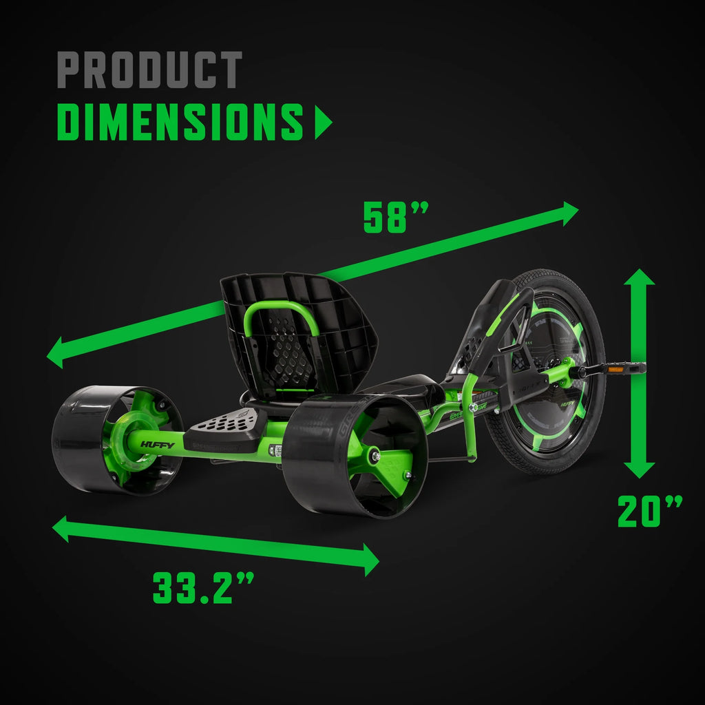 Huffy 20" Green Machine Drift Trike, Fits Riders Ages 8+ Years, Drift and Spin, Green/Black, Unisex, Kids