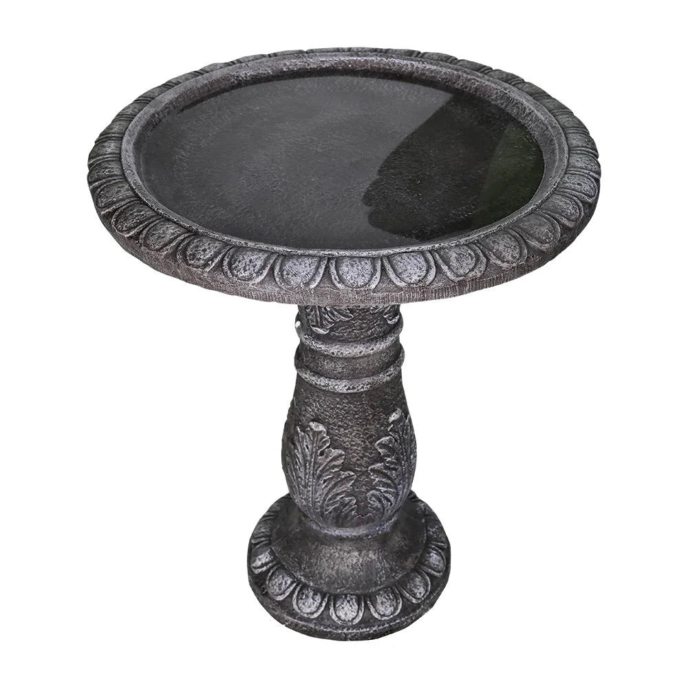 24.4 in Height Outdoor Bird Bath - Fibre Reinforced Concrete Large Bird Bath Stylish with Modern Pedestal for Garden, Patio, Lawn, Backyard