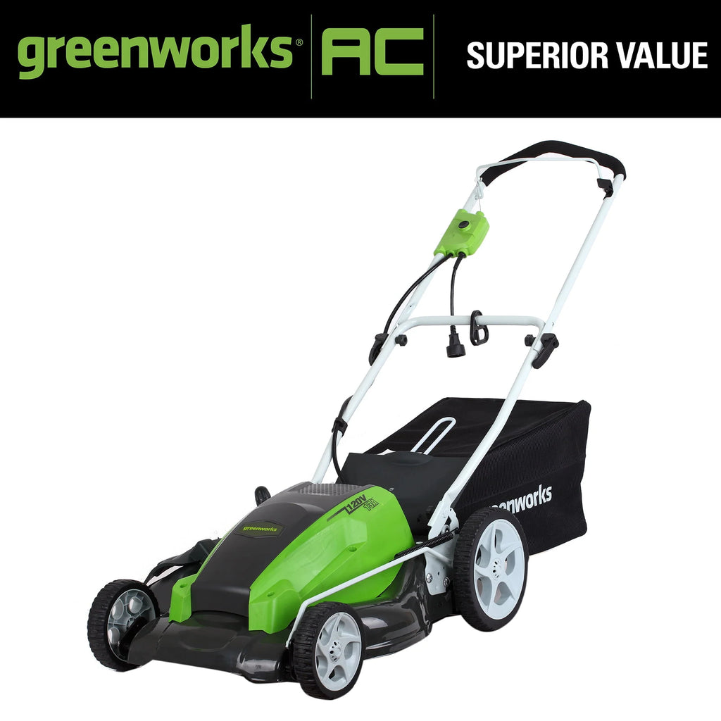 Greenworks 13 Amp 21 - Inch Corded Electric Walk - Behind Push Lawn Mower, 25112
