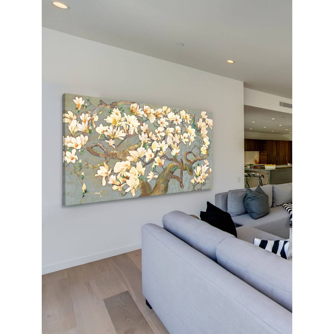 Marmont Hill 'Magnolia Branches IV' by Evelia Painting Print on Wrapped Canvas, Gray