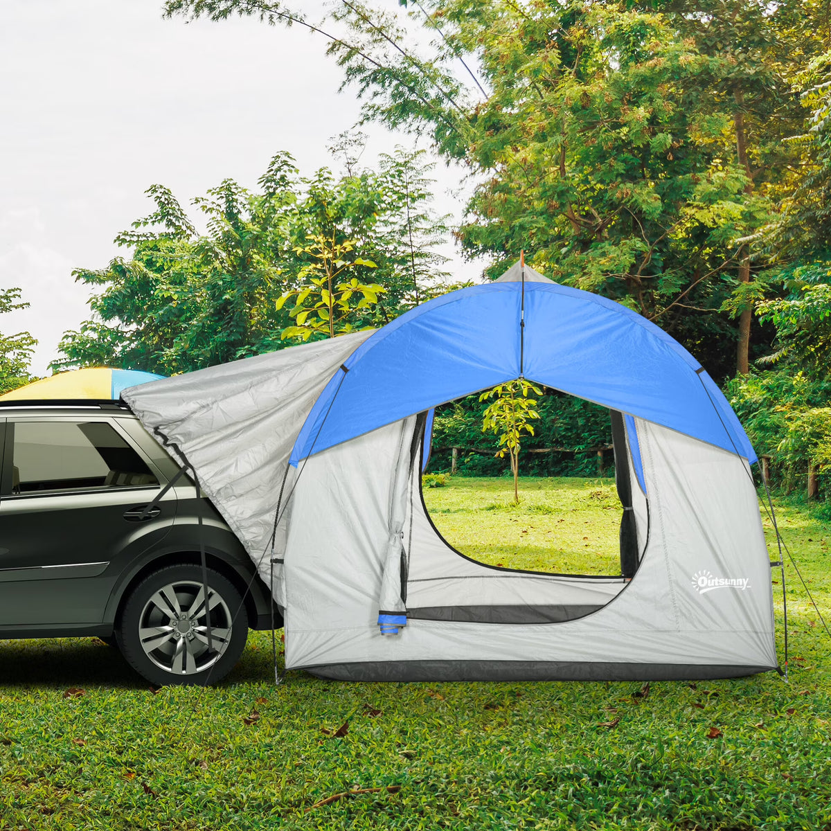 SUV Camping Tent, 2000mm Waterproof Truck with 3 Doors and Mesh Window, Car Camping Tailgate Tent for 5 - 6 Person Camping, Outdoor Travel, Mountaineering, Fishing, Wild Survival, Blue