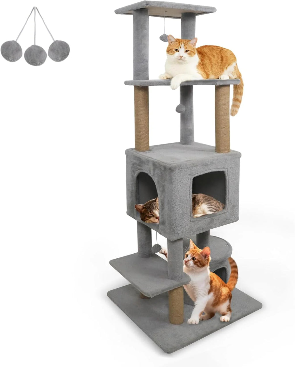 Tangkula 64 Inch Tall Cat Tree Multi-Level Cat Tower with 2 Large Condos