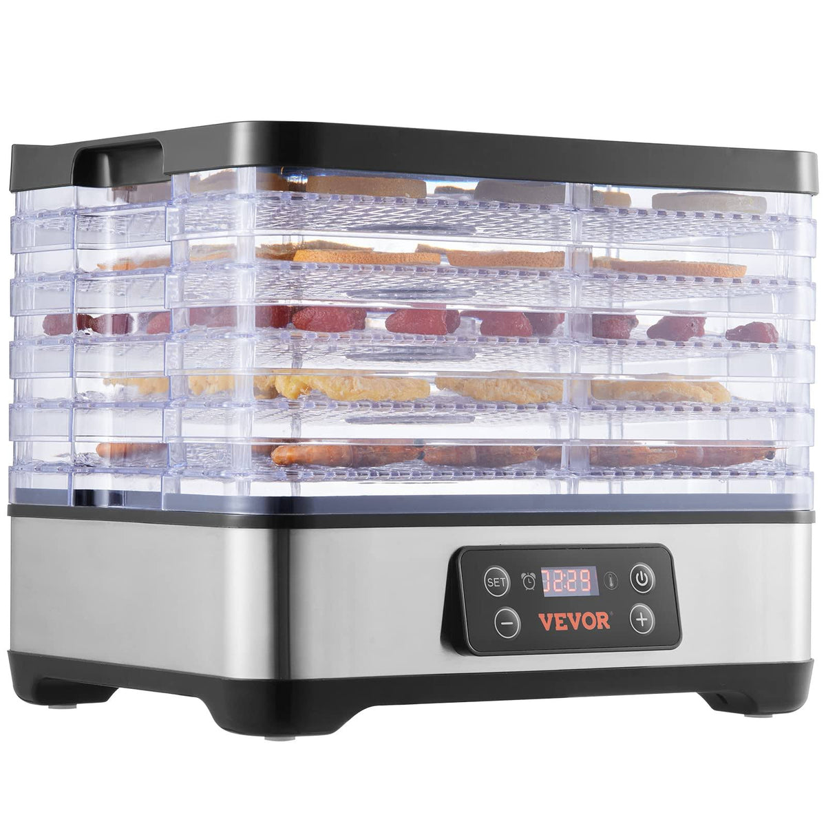 VEVOR Food Dehydrator Machine, 5-Tray Fruit Dehydrator, 300W Electric Food Dryer w/Digital Adjustable Timer & Temperature for Jerky, Herb, Meat,