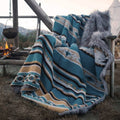 Aztec Faux Fur Blanket - Anifurry Grey+Turquoise / Queen 90"x90"