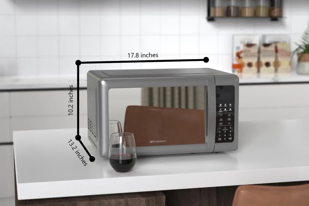 Emerson 0.7 cu ft Silver Mirror Finish, Countertop Microwave Oven, MW7601SL