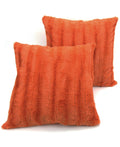 Cheer Collection Set of 2 Faux Fur Throw Pillows 24 inch x 24 inch - Rust, Orange
