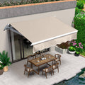 VUYUYU 8.2'x6.5' Patio Awning Retractable Awning Cover Sunshade Shelter Outdoor Canopy with Crank Handle and Water-Resistant Polyester for Courtyard
