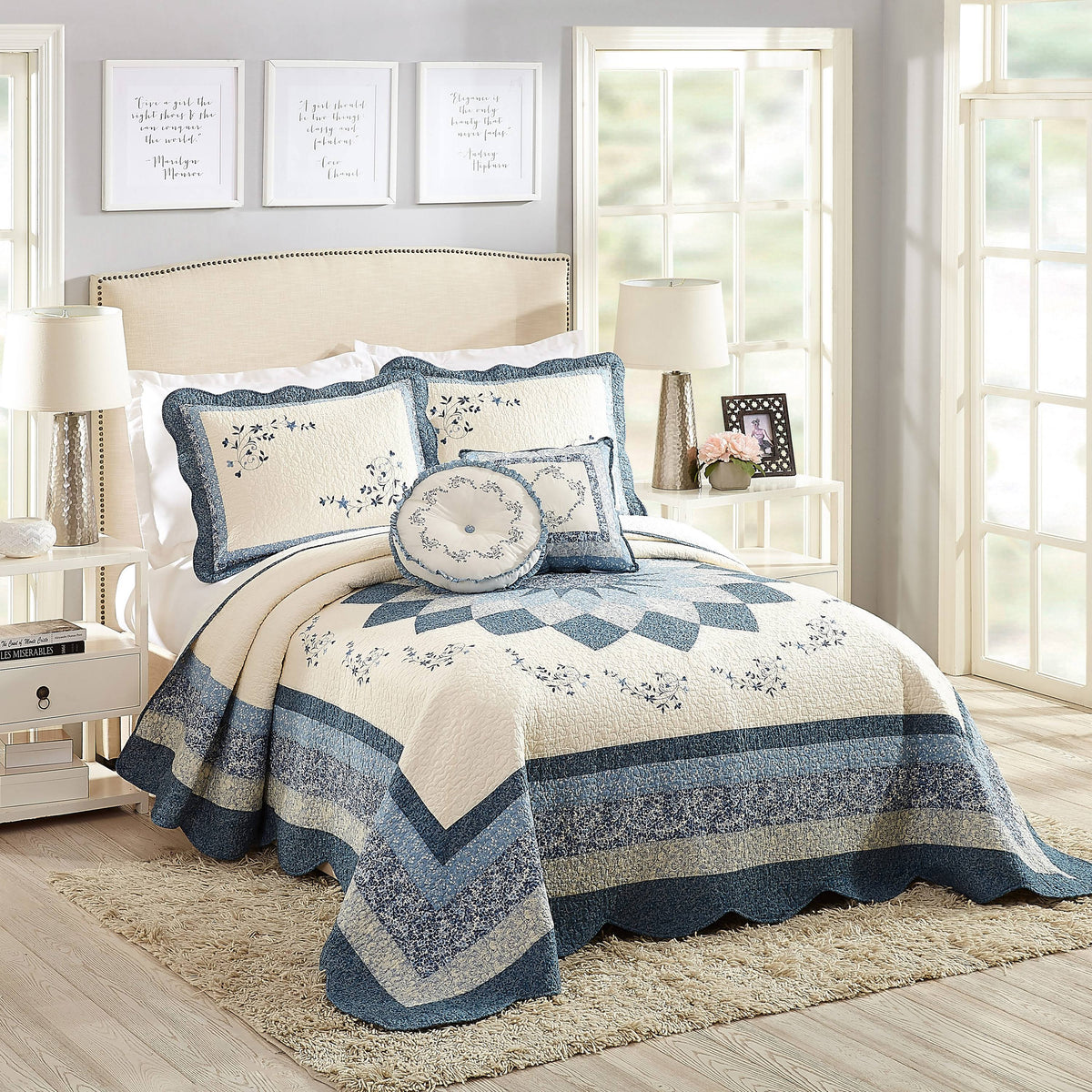 Modern Heirloom Charlotte Bedspread - Blue - King