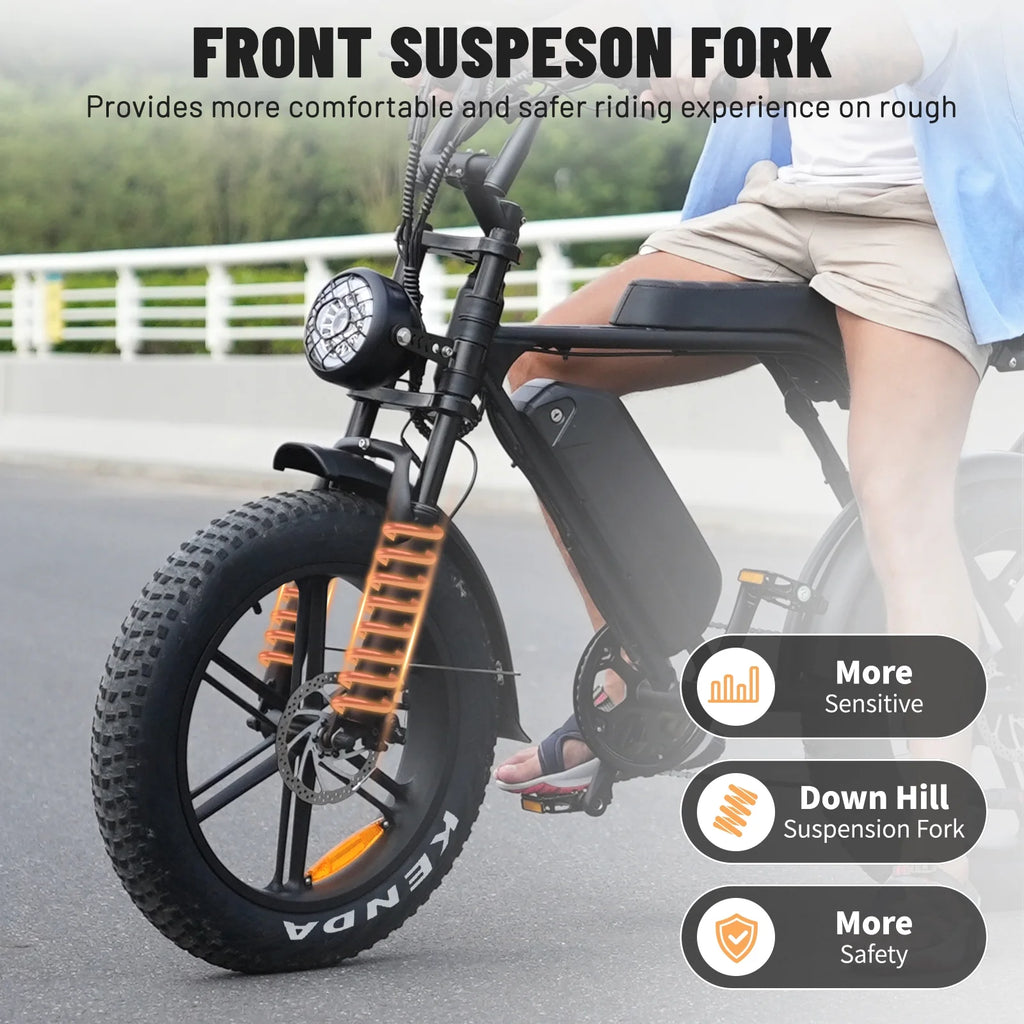 VTOKW Electric Bike for Adults, 1000W Peak Motor Adult Electric Bicycle, 48V 15.6ah Battery, up to 31MPH, 20'' Fat Tire Ebike, Dual Disc Brakes Mountain Bike for Cycling, 7 Speed E Bike, E - Bike UL2849