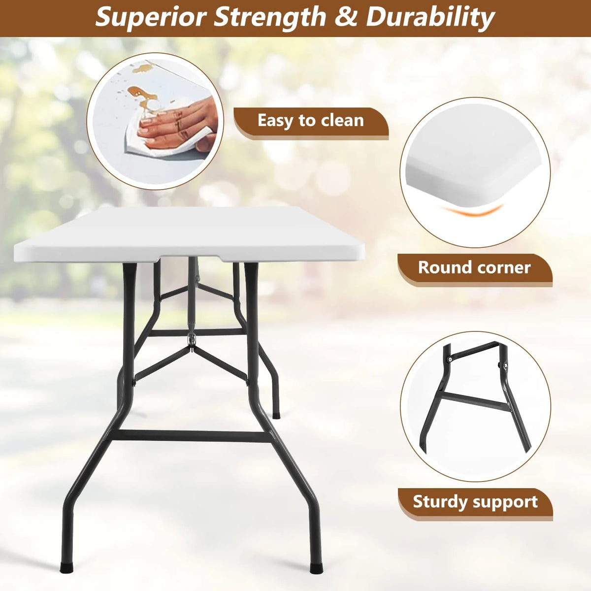 FDW Folding Table for Office Home Camping Party