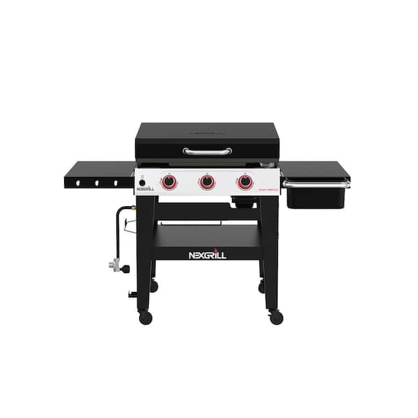 Daytona 3-Burner 30 in. Propane Gas Griddle in Black with Lid