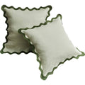 Bed Threads Set of 2 Scalloped Linen Euro Pillowcases in Green Tones