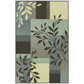 Mainstays Traditional Leaf Block Aqua Gray Indoor Accent Rug, 2'6"x3'10"