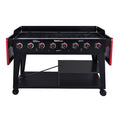 8-Burner Event Propane Gas Grill with 2 Folding Side Tables in Black