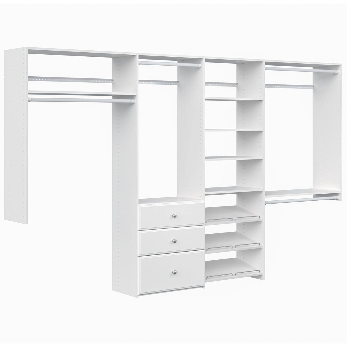 Easy Track - Dual Tower Closet Storage Organizer with Shelves and Drawers - White