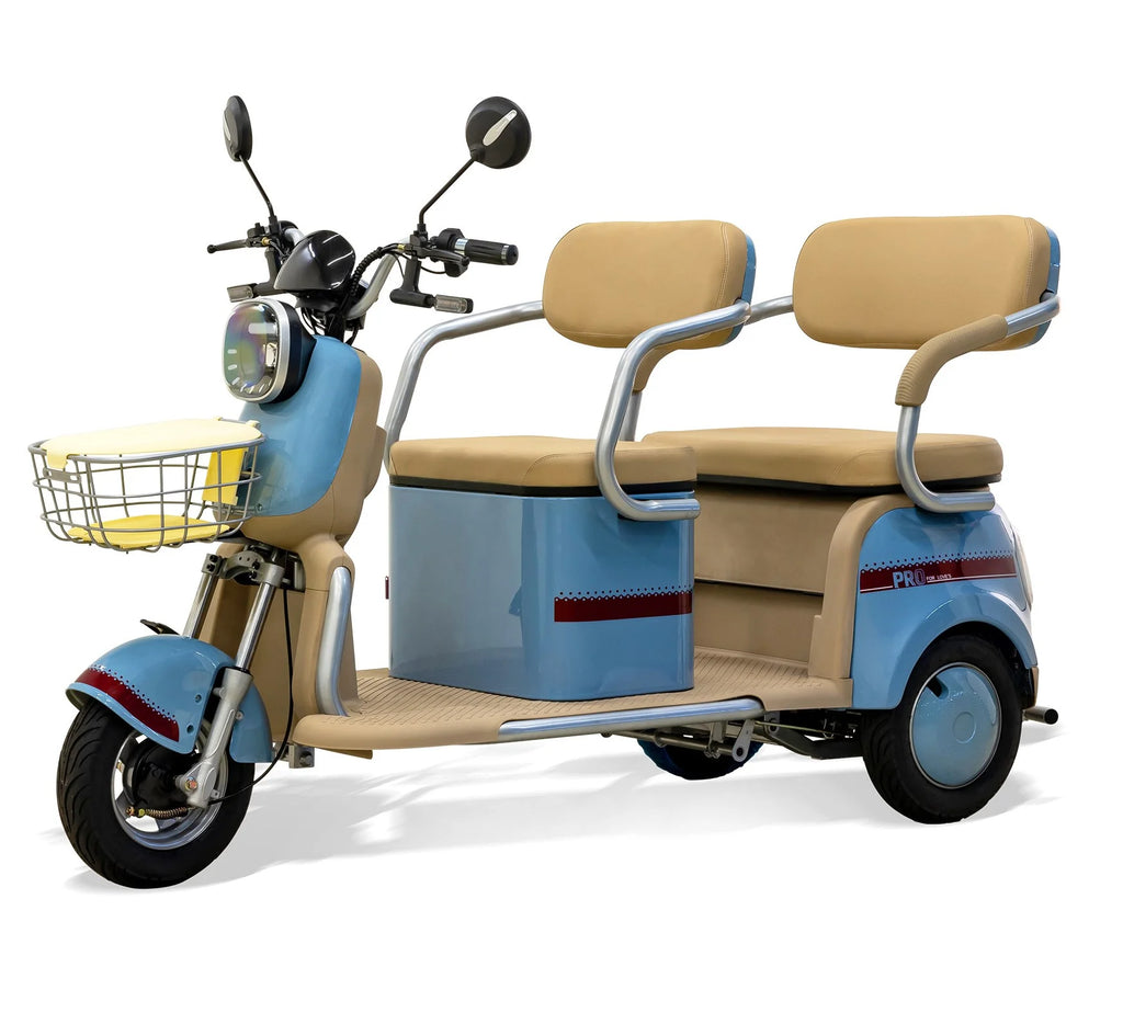 Massimo MGC E - Trike 3 - Wheel Electric Cart - 17 MPH, 2 - Seater Adult Scooter - Blue