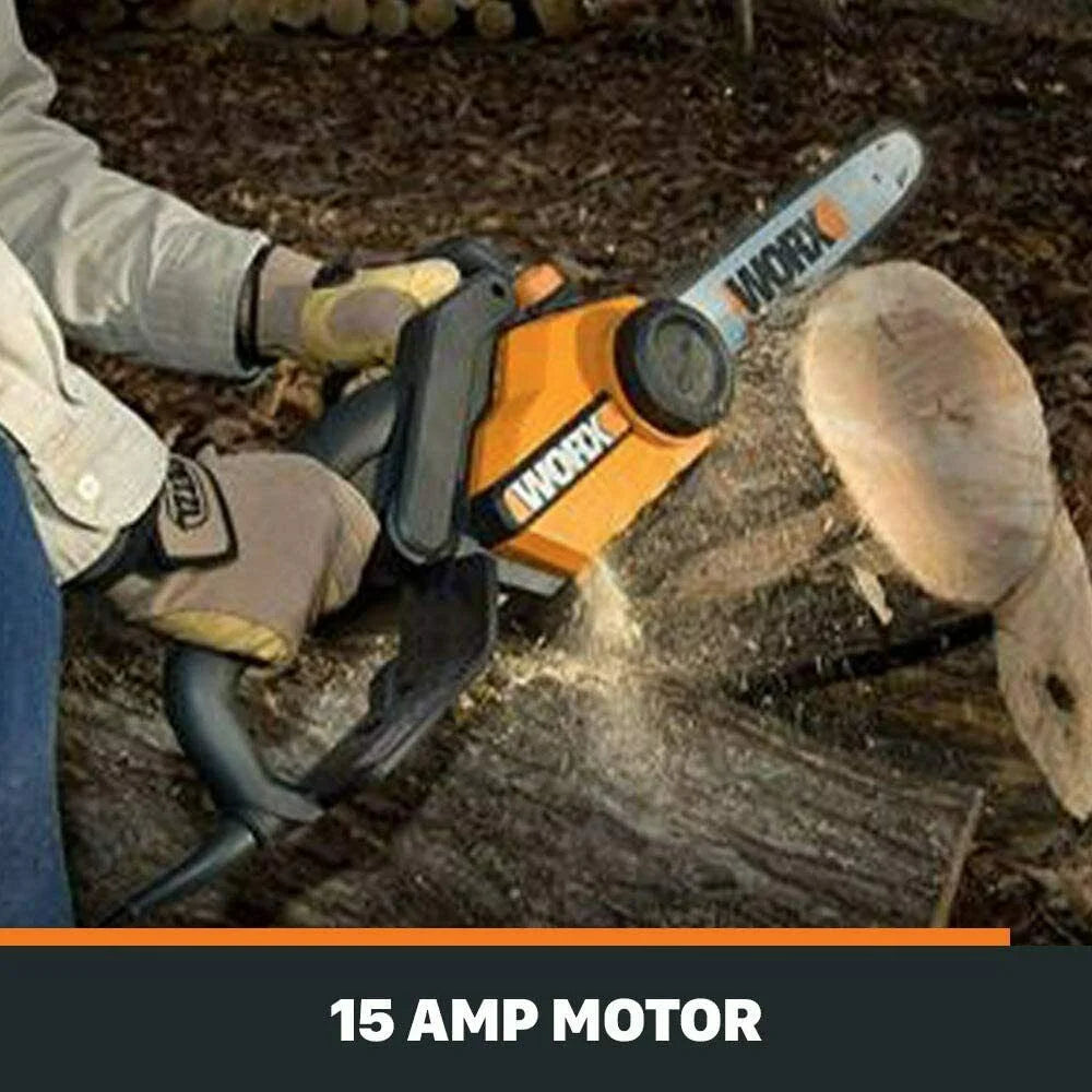 Worx WG304.2 18in 15 Amp Electric Chainsaw with Auto - Tension, Chain Brake