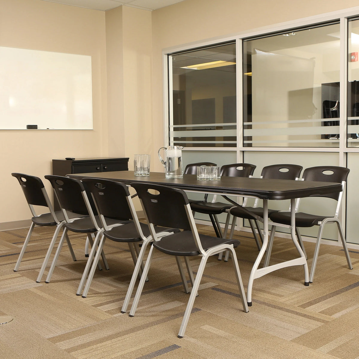 Lifetime 8 Foot Nesting Rectangle Table, Indoor/Outdoor Commercial Grade, Black (280462)