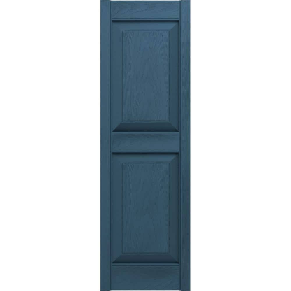 Builders Edge 12 in. x 31 in. Raised Panel Vinyl Exterior Shutters Pair in Classic Blue