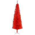 HOMCOM 6 ft Artificial Pencil Christmas Tree, Slim Xmas Tree with 390 Realistic Branch Tips and Plastic Stand, Red