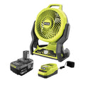 Ryobi One+ 18V Cordless Hybrid Whisper Series 7-1/2 in. Fan Kit with 4.0 Ah Battery and Charger PCL811K1N