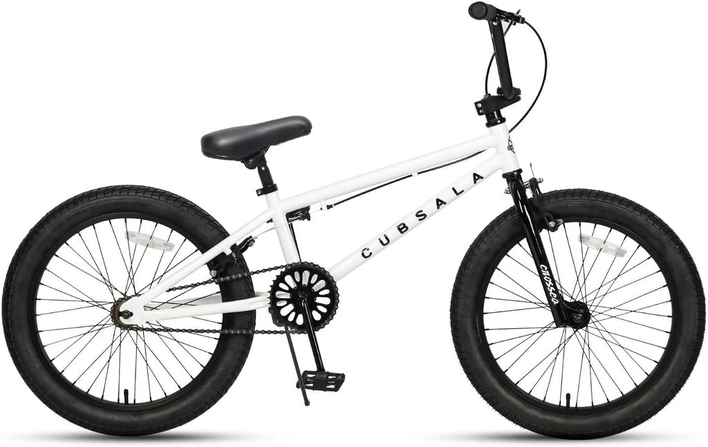 Cubsala 20 in Kids BMX Bike Freestylefor Age 6 - 14 Years Old Boys Girls with 4 Pegs, Black with Red Tires