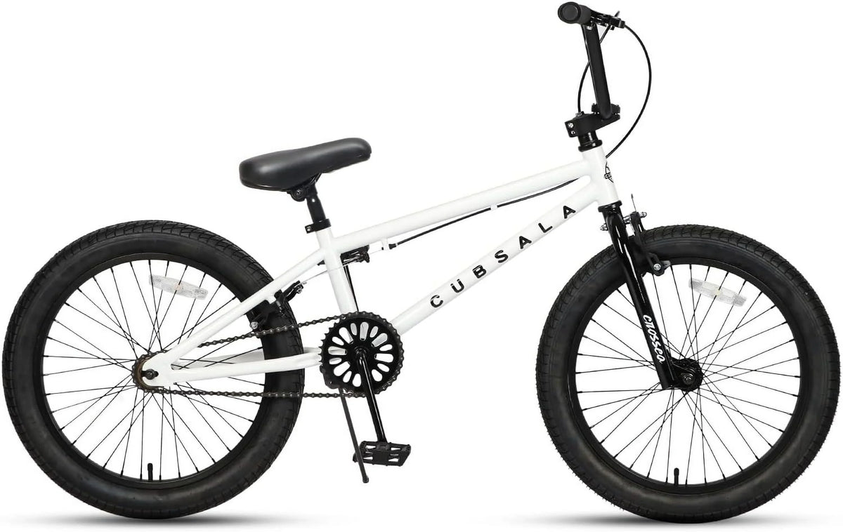 Cubsala 20 in Kids BMX Bike Freestylefor Age 6 - 14 Years Old Boys Girls with 4 Pegs, Black with Red Tires