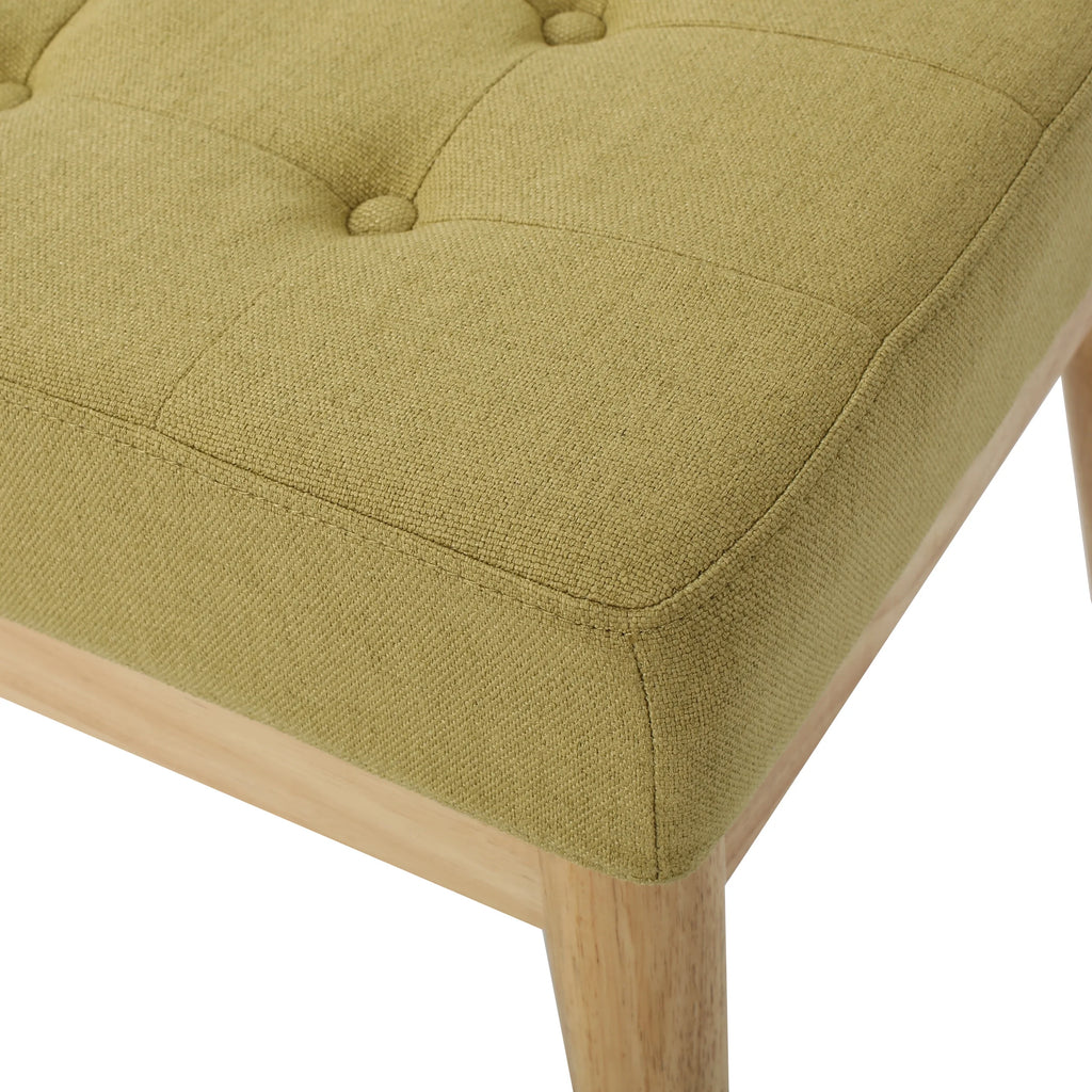44.75" Mid - Century Tufted Bench - Solid Birch Legs - Plush Polyester Blend - 17" Height, 19.62 lb