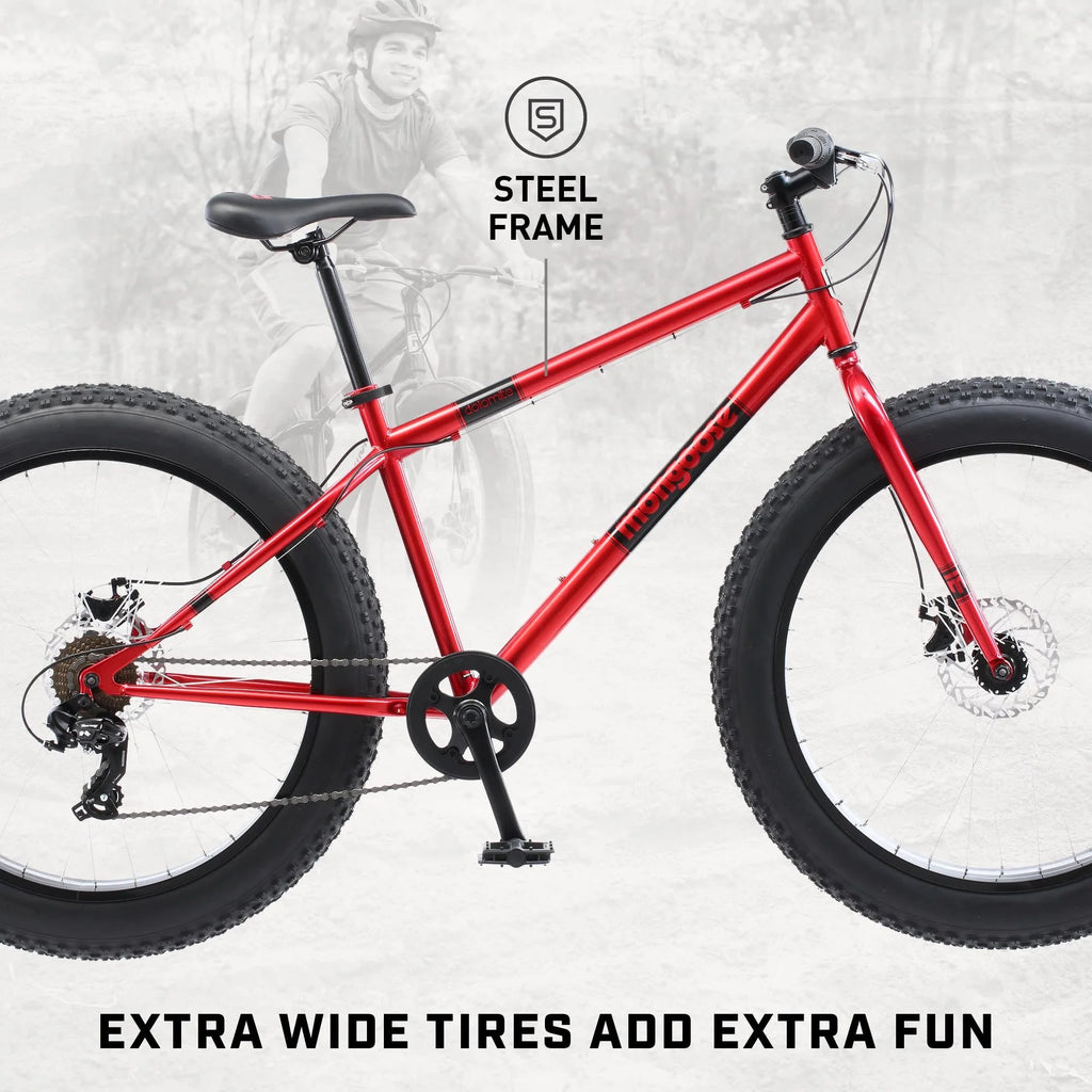 Mongoose Dolomite Adult Fat Tire Mountain Bike, 26 - Inch Wheel, Red