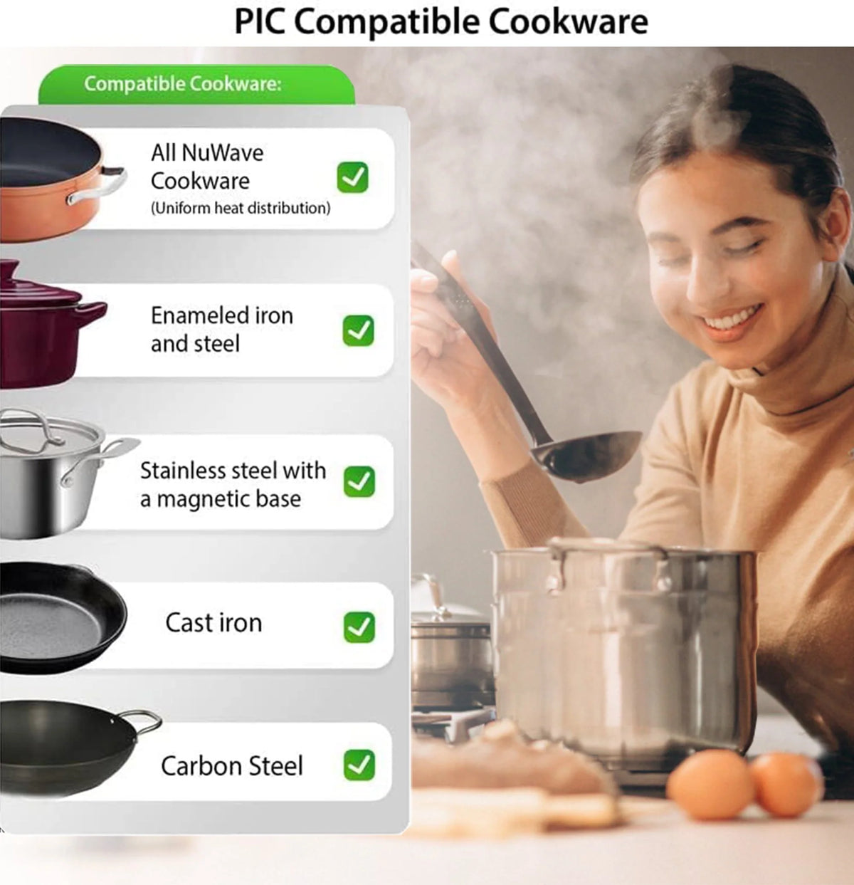 Nuwave Portable Induction Cooktop Flex with 10.25 - Inch Shatter - Proof Ceramic Glass, Large 6.5 - Inch Heating Coil, 3 Wattage Settings 600, 900 & 1300 Watts