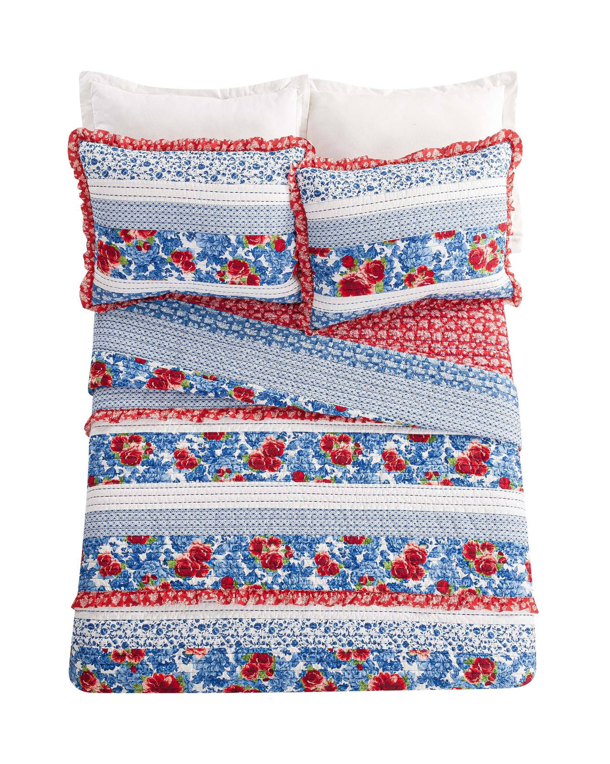 The Pioneer Woman Blue Heritage Floral Cotton King Quilt