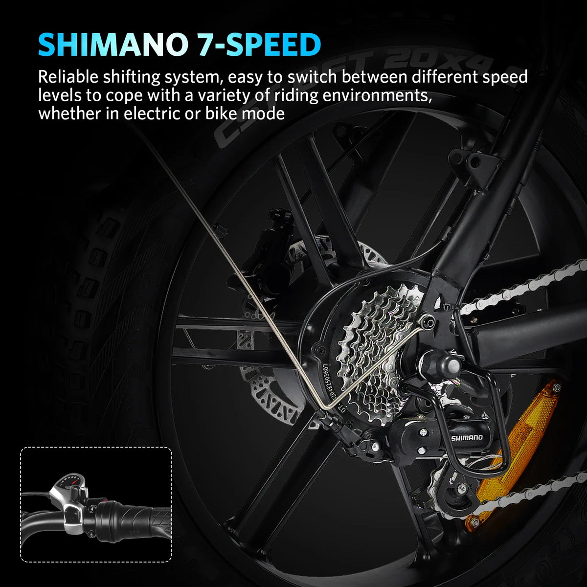 VTOKW Electric Bike for Adults, 1000W Peak Motor Adult Electric Bicycle, 48V 15.6ah Battery, up to 31MPH, 20'' Fat Tire Ebike, Dual Disc Brakes Mountain Bike for Cycling, 7 Speed E Bike, E - Bike UL2849