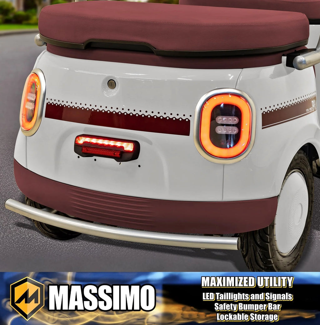 Massimo MGC E - Trike 3 - Wheel Electric Cart - 17 MPH, 2 - Seater Adult Scooter - Blue