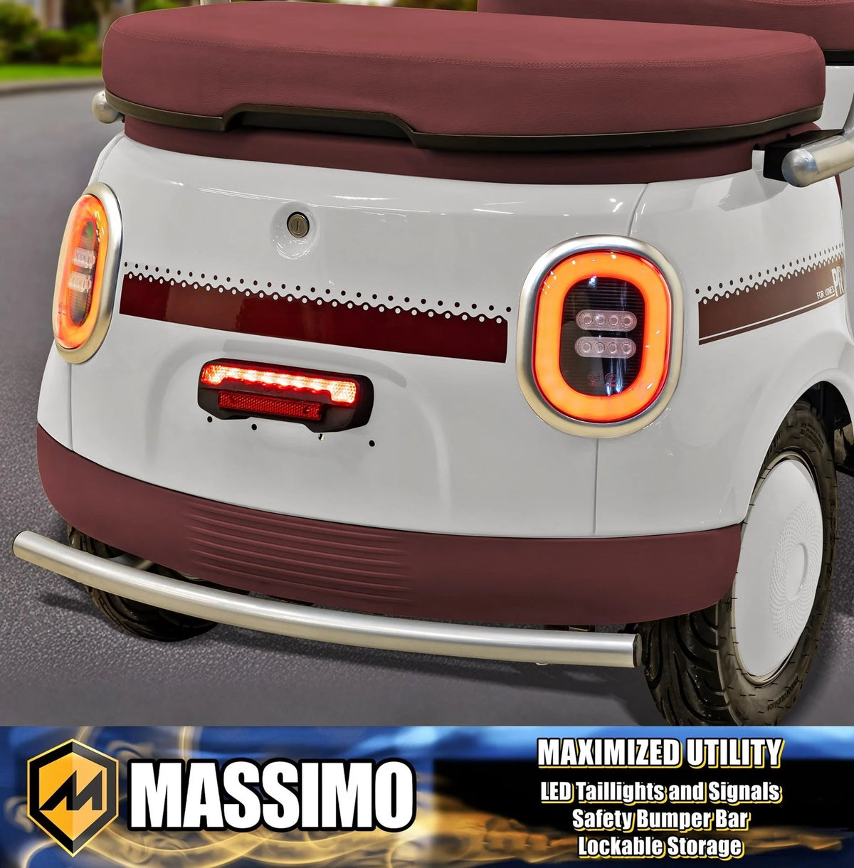 Massimo MGC E - Trike 3 - Wheel Electric Cart - 17 MPH, 2 - Seater Adult Scooter - Blue