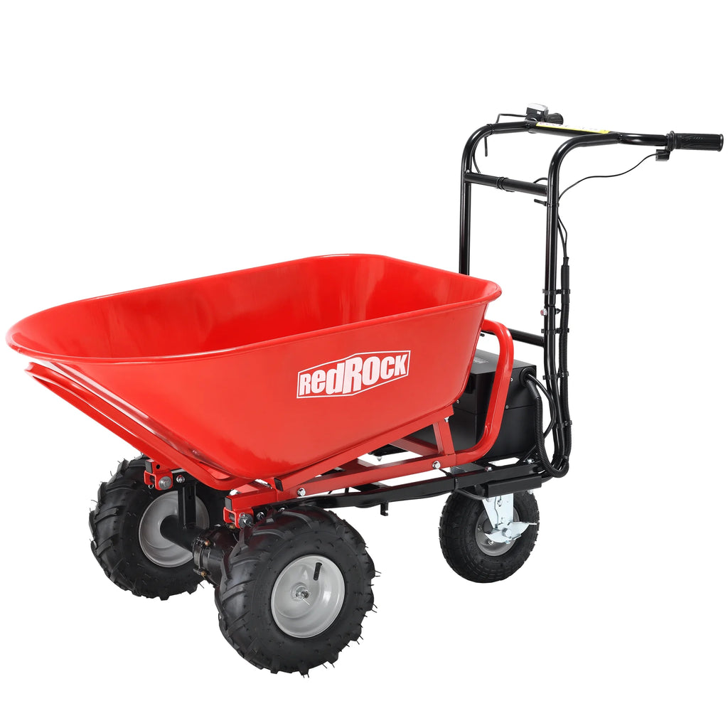 Redrock Wheelbarrow Utility Cart Electric Powered Cart 48v28ah 500W Capacity 500 lb (230kg) Material Debris Hauler 1000 lb Towing