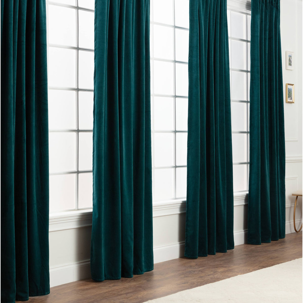Chanasya Velvet Blackout Window Curtain Panel Pair (Set of 2) - W52 x H63 Inches - Teal