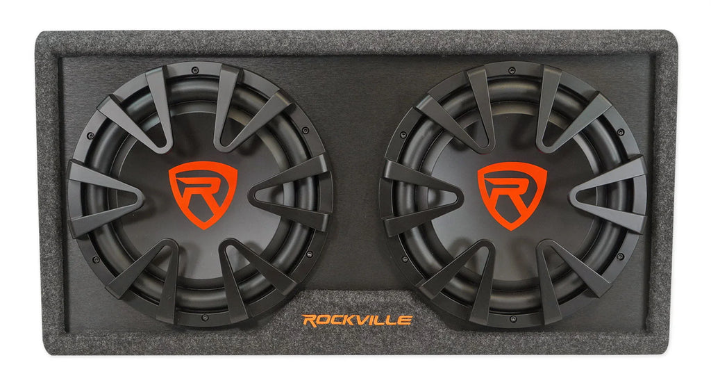 Rockville RG212CA 2000w Dual 12 in Vented Powered Car Subwoofer Enclosure+Amp Kit
