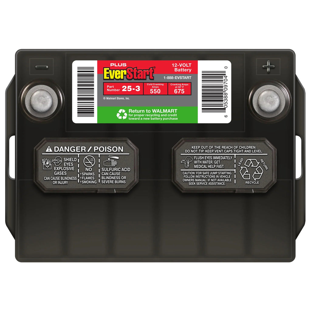 Everstart Plus Lead Acid Automotive Battery, Group Size 25 - 3 (12 Volt/550 CCA)
