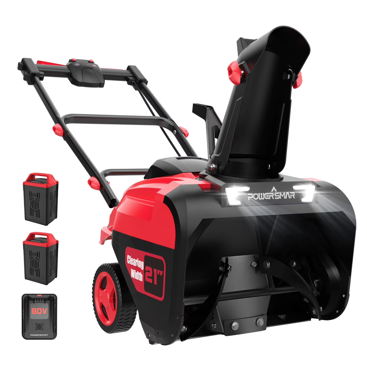 Powersmart 80V 21" Cordless Snow Blower, with 2 Batteries and Charger