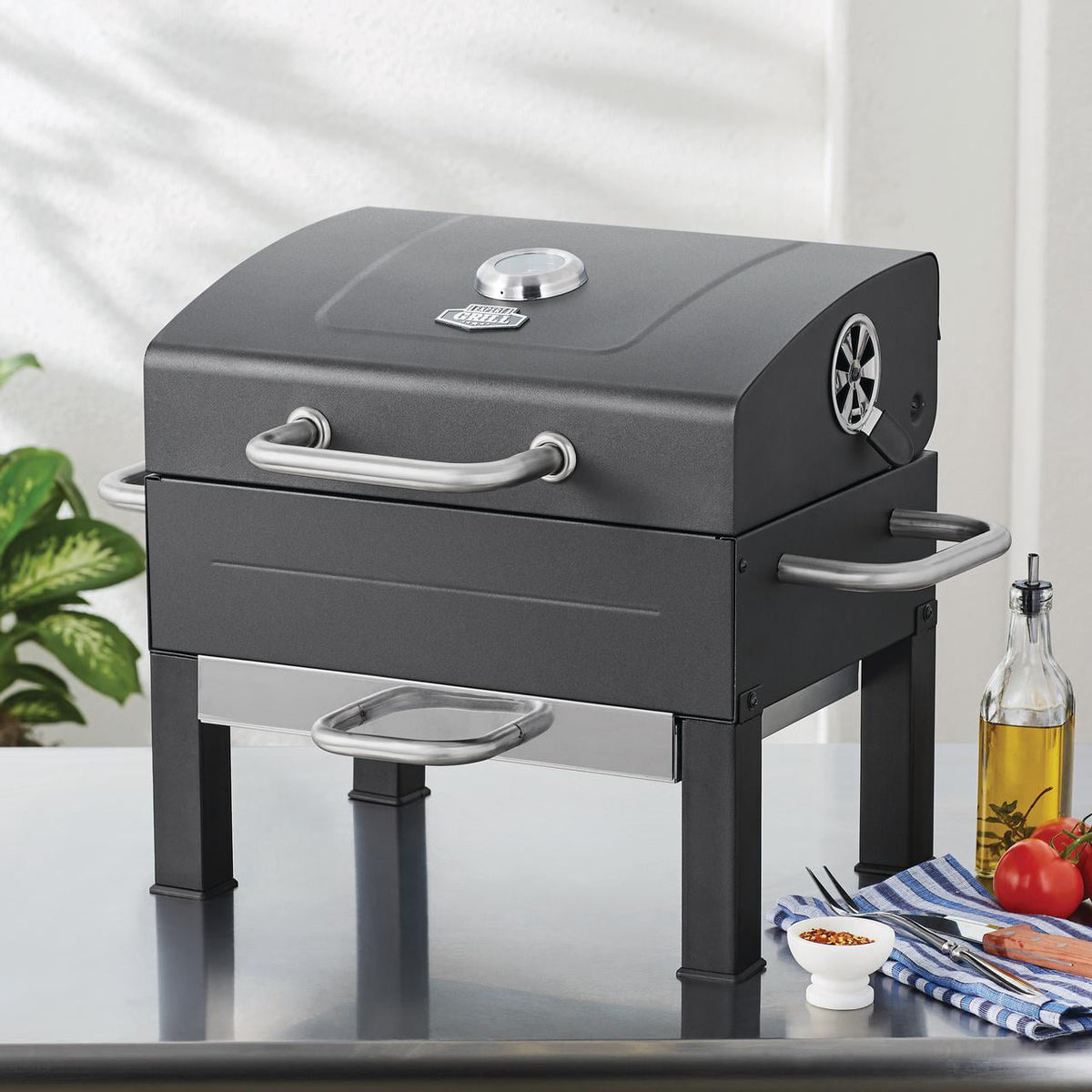 Grill Premium Portable Charcoal Grill. Black and Stainless Steel