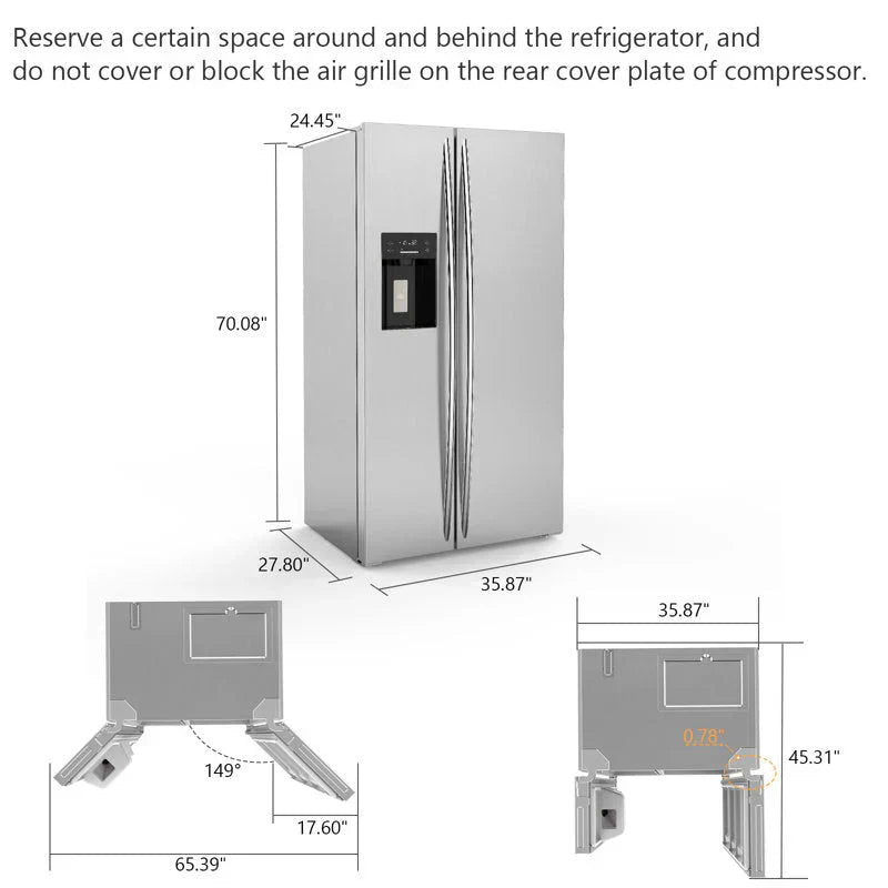 36 Side By Side 20.01 Cu. ft. Built-in Refrigerator with Freezer & Ice Maker Included