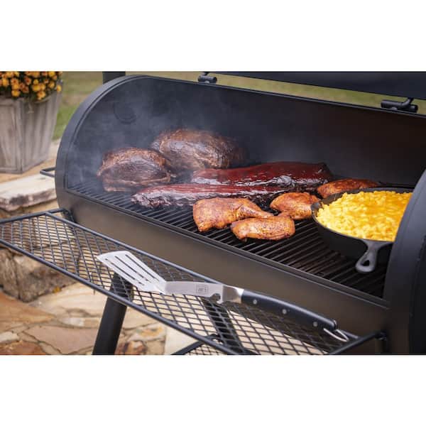 Longhorn Offset Smoker in Black with 1, 060 Sq. In. Cooking Space
