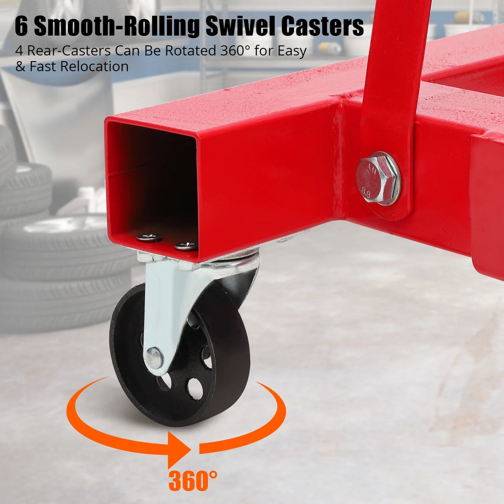 Ladcaser 2 Ton Engine Hoist, Folding Cherry Picker Engine Hoist with Lever and 6 Casters, 4400 lb Heavy Duty Hydraulic Shop Crane, Engine Crane Lifter for Workshops Garage Warehouse