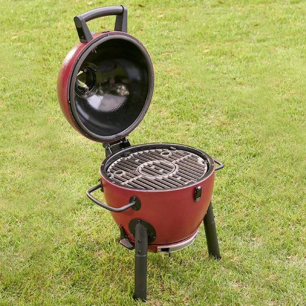Akorn Jr. 14 In. Portable Kamado Charcoal Grill in Red
